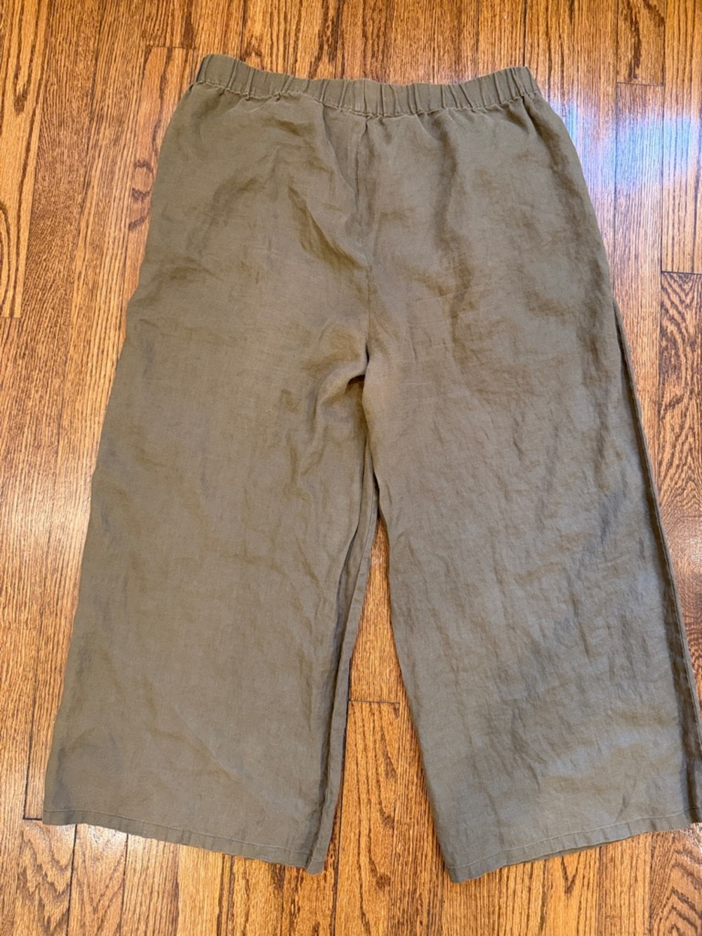 Eileen Fisher Cropped Wide Leg Pants Organic Linen - Picture 6 of 11